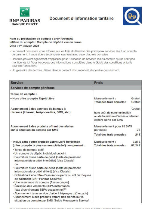Visuel - Document d'information tarifaire